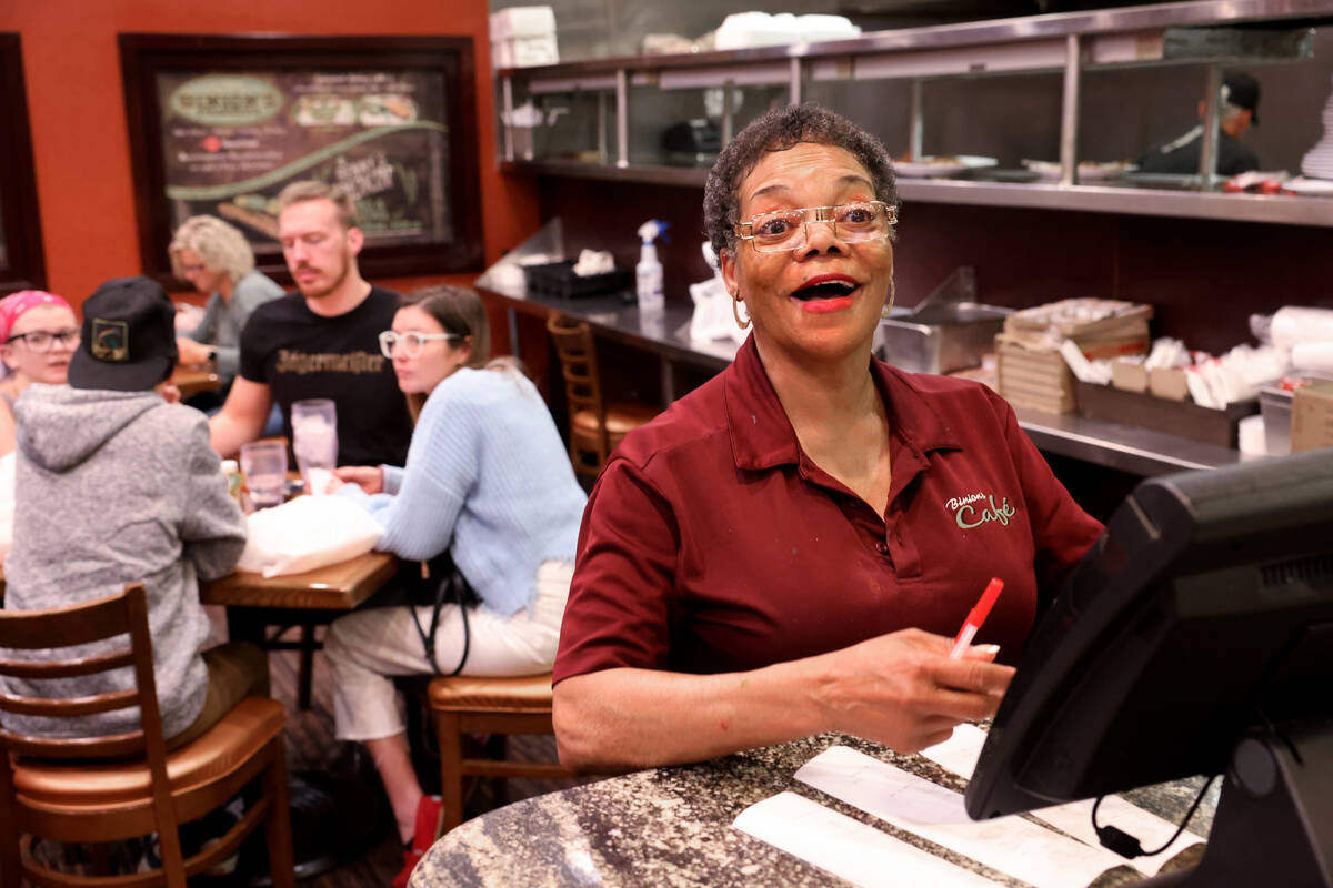 Server Moneta Armstrong works at Binion’s Cafe at Binion’s in downtown Las Vegas ...