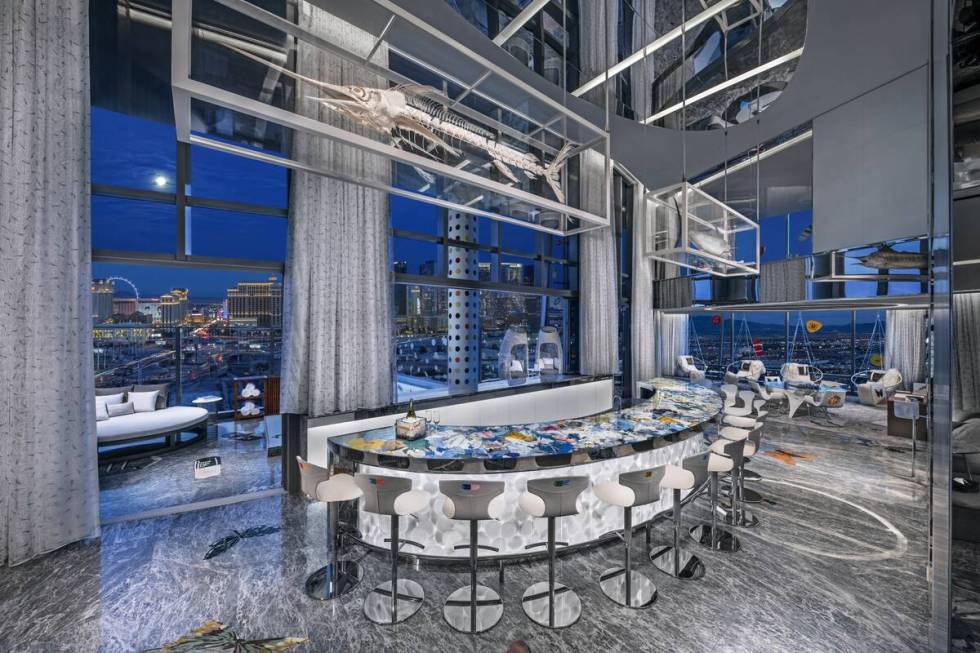 The bar in the Empathy Suite at the Palms Casino Resort. The suite was designed by British cont ...