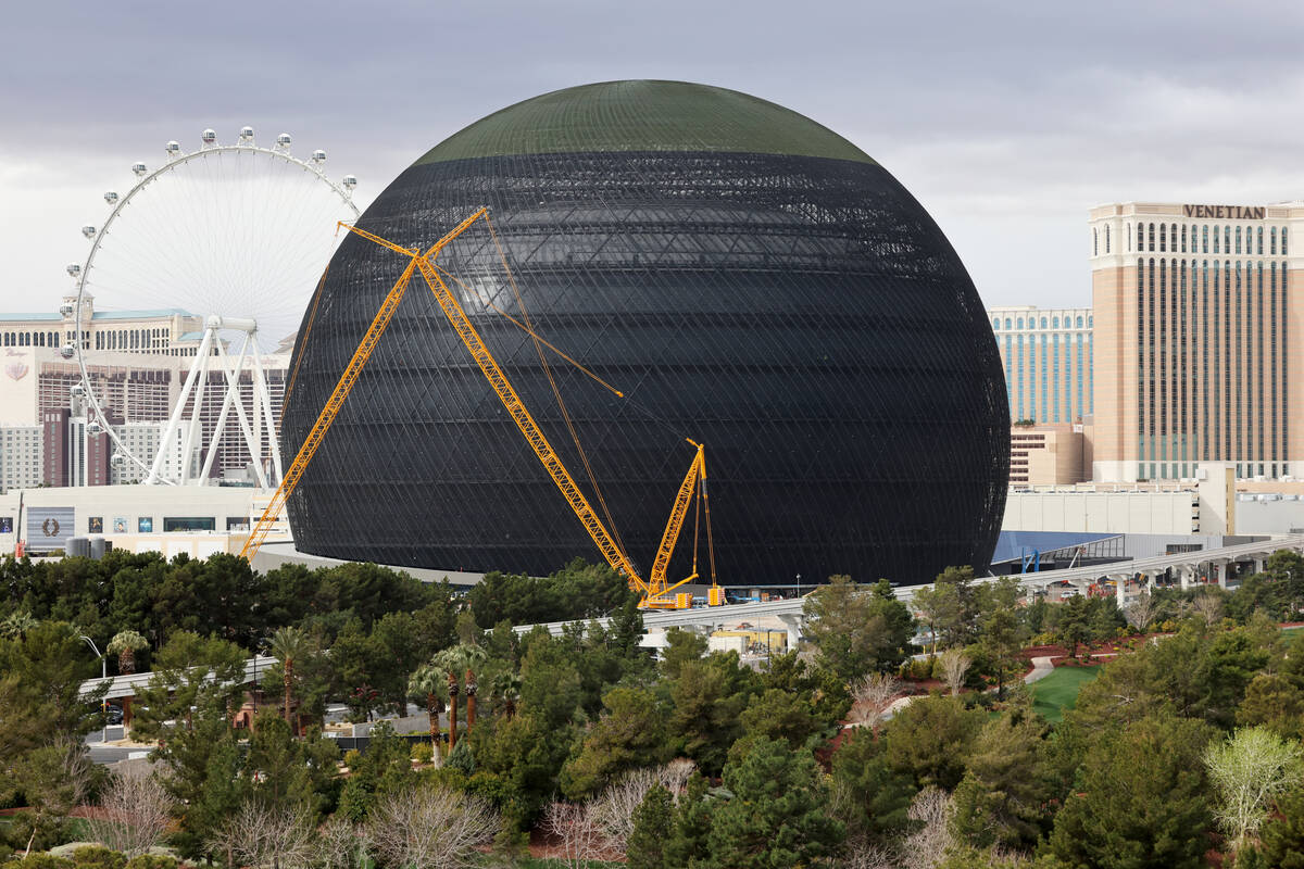 The MSG Sphere at The Venetian under construction in Las Vegas Friday, March 10, 2023. (K.M. Ca ...