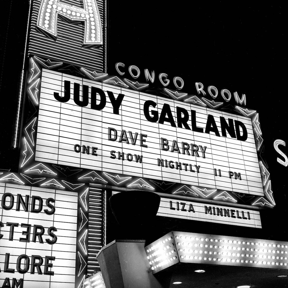 Judy Garland and Liza Minnelli are on the Sahara marquee on Dec. 9, 1965. (Las Vegas News Bureau)