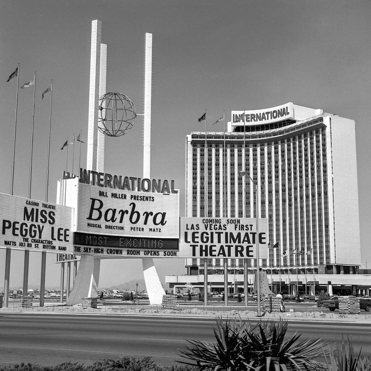 Barbra Streisand marquee at the International Hotel (now Westgate) on July 2, 1969. Also featur ...