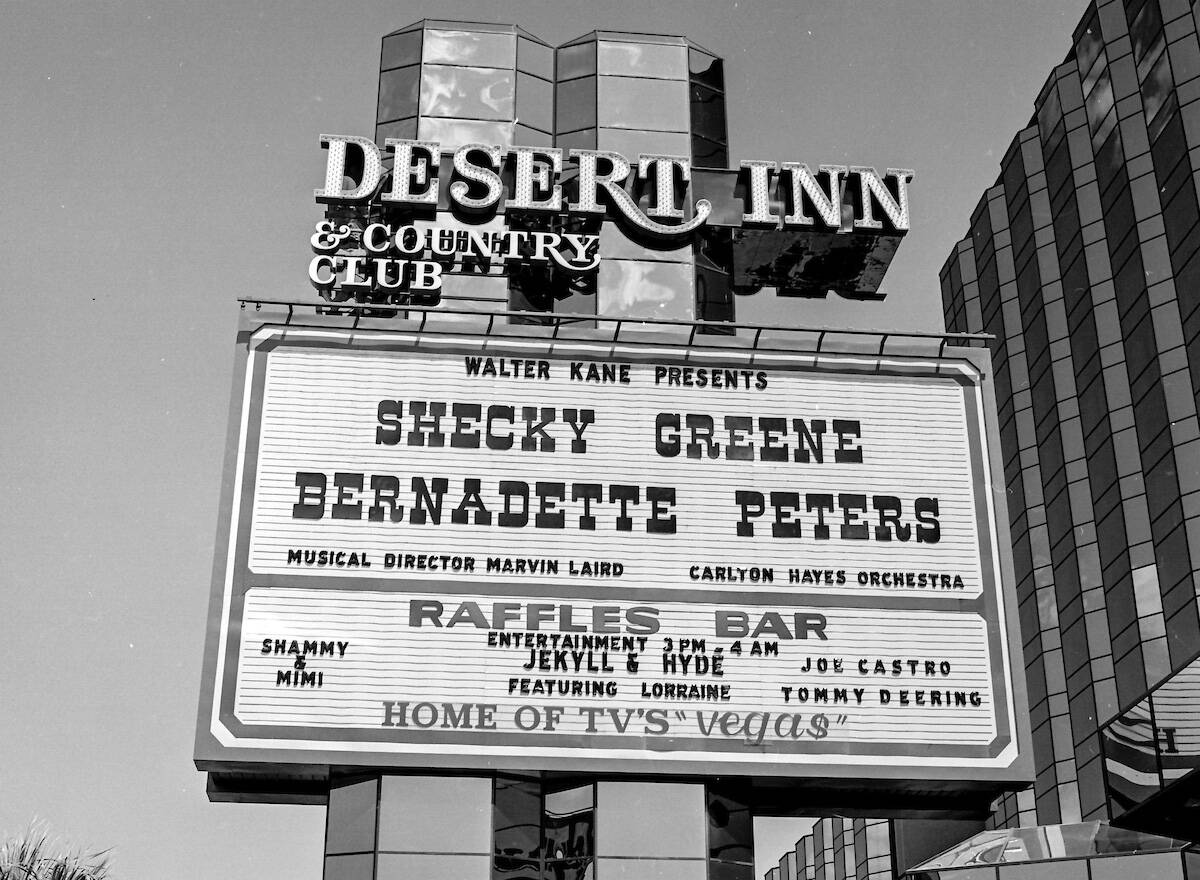 Shecky Greene and Bernadette Peters at the Desert Inn on Sept. 13, 1979. (Las Vegas News Bureau)