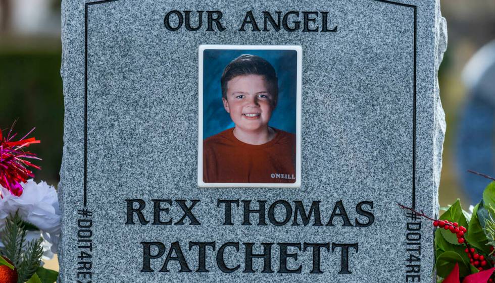 Headstone detail of Rex Patchett at the Palm Boulder Highway Mortuary & Cemetery on Saturday, F ...