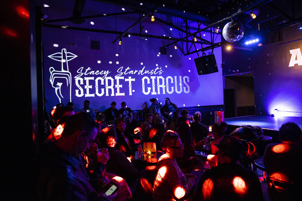 The crowd waits for the start of Secret Circus at Artifice on Thursday, Feb. 23, 2023, in downt ...