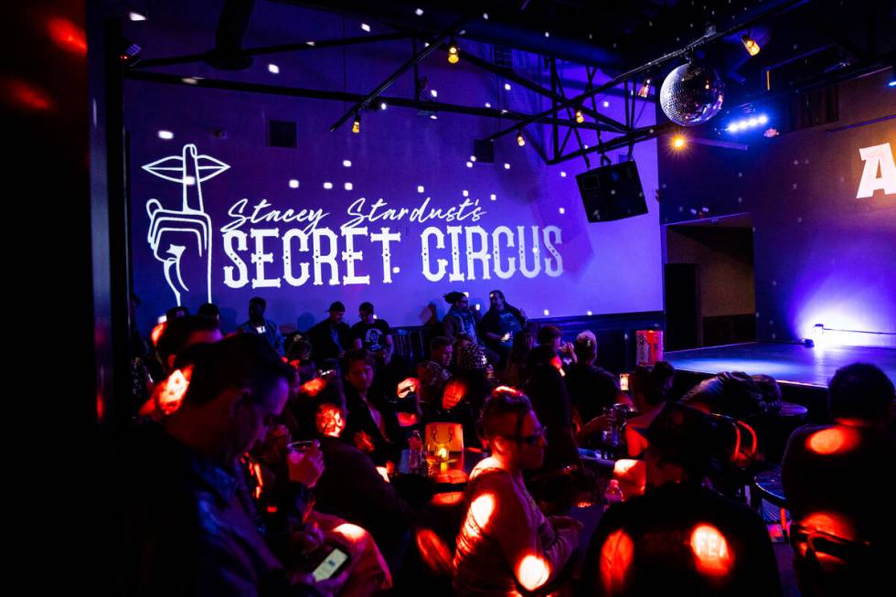 The crowd waits for the start of Secret Circus at Artifice on Thursday, Feb. 23, 2023, in downt ...