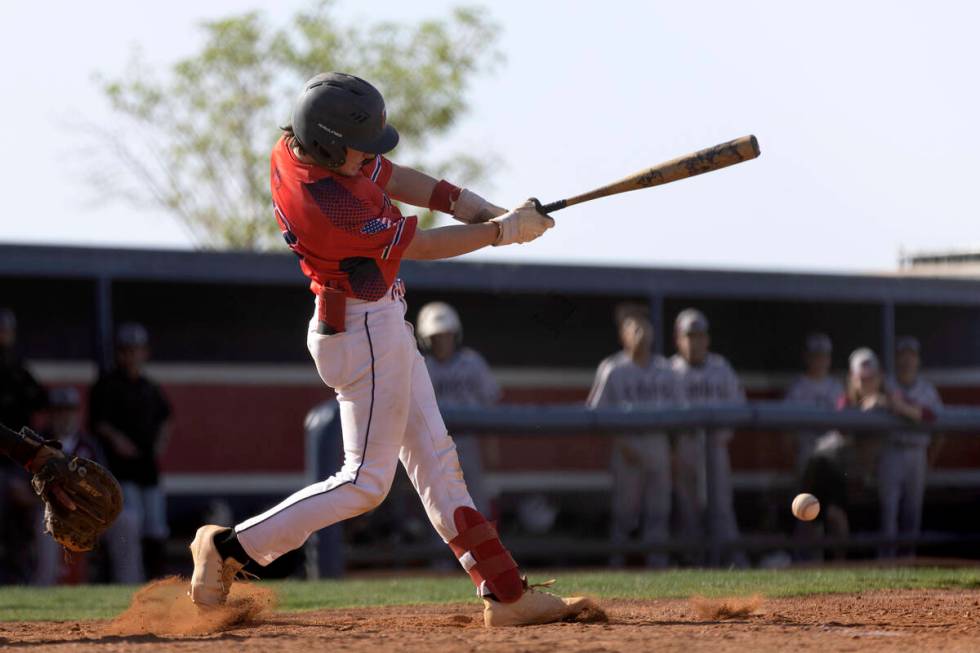 Coronado’s Kaiden Hernandez bats against Cimarron-Memorial during a high school baseball ...