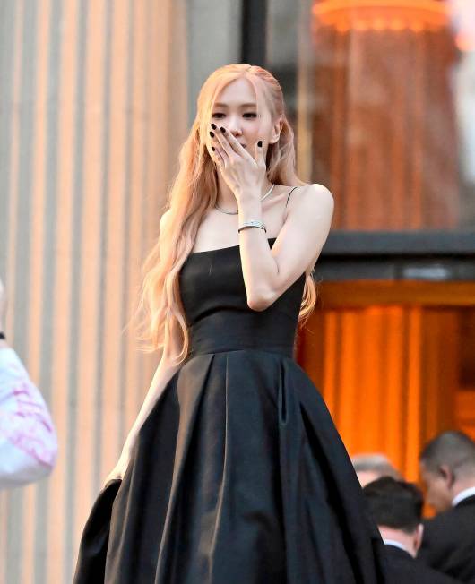 Rosé from Blackpink arrives at a dinner for Korean beauty brand Sulwhasoo to celebrate the ...