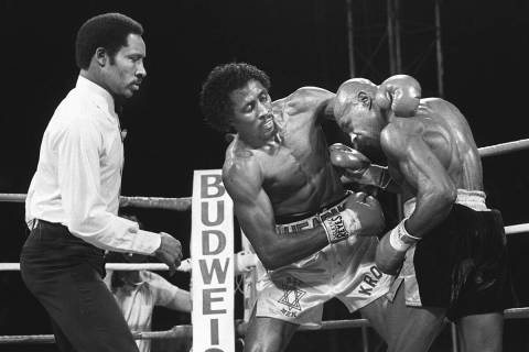 Sports-- Referee Richard Steele during the Tommy Hearns vs Marvin Hagler Super Middlleweight fi ...