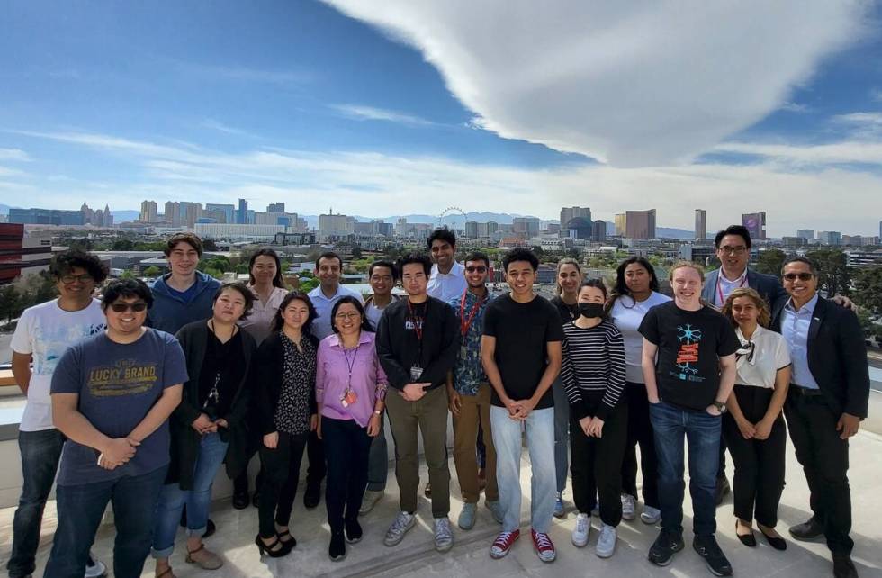 The UNLV researchers for the wastewater analysis program pose for a picture with Edwin Oh and W ...