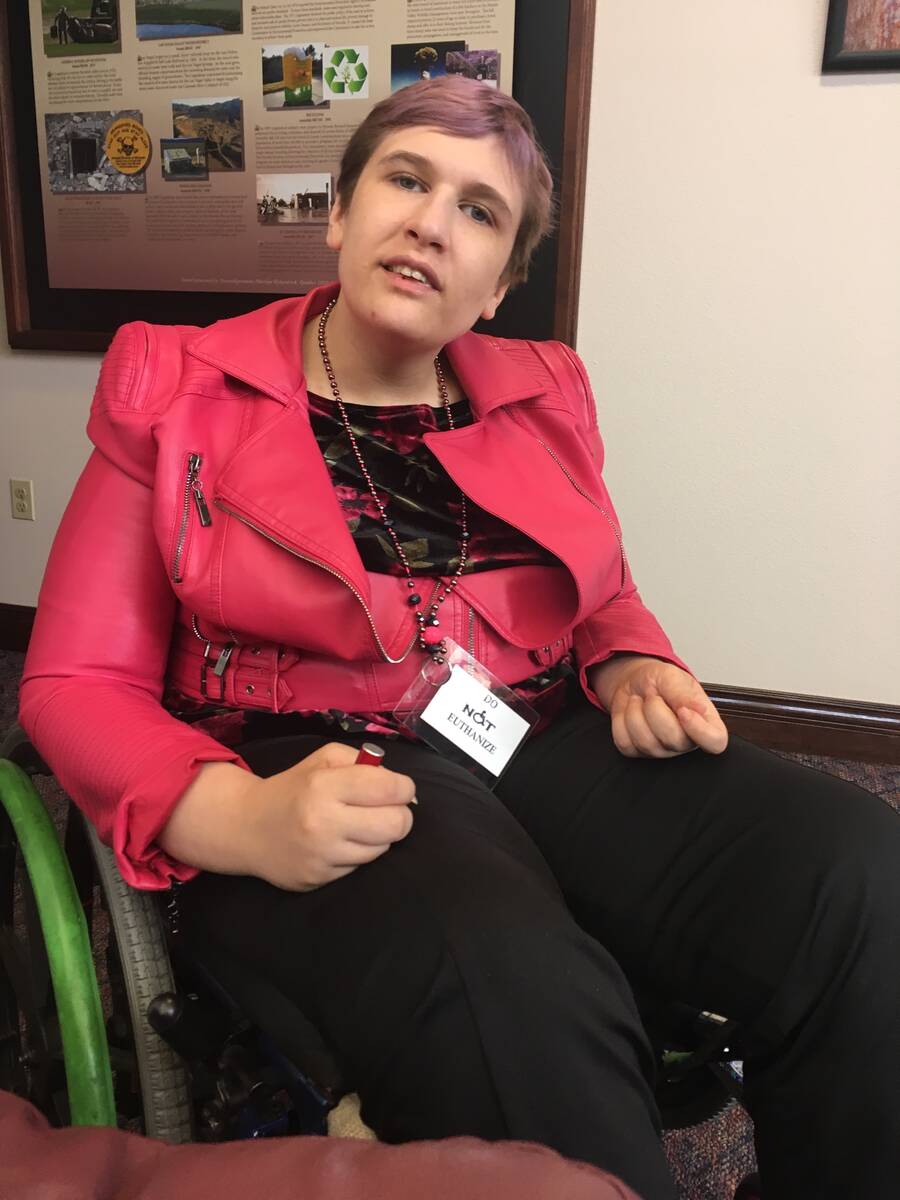 Brianna Hammon, an advocate for disabled people, appears at the Nevada Legislature in 2017. (Ph ...