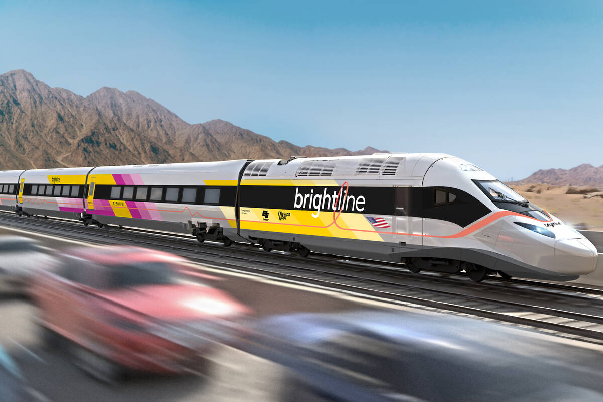 An artist's drawing of a Brightline train. (Brightline)