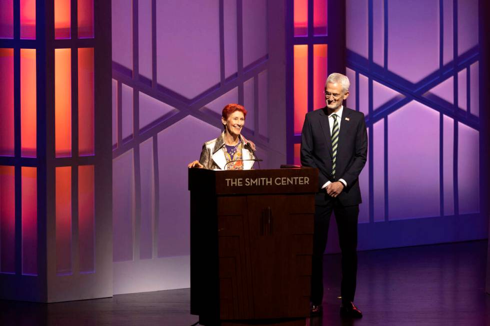 Beverly Rogers, left, and Rory Reid, leadership at The Rogers Foundation, speak during the Hear ...