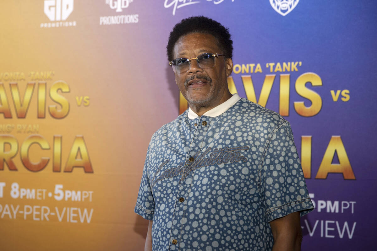 Judge Greg Mathis poses on the red carpet prior to the Ryan Garcia-Gervonta Davis boxing fight ...