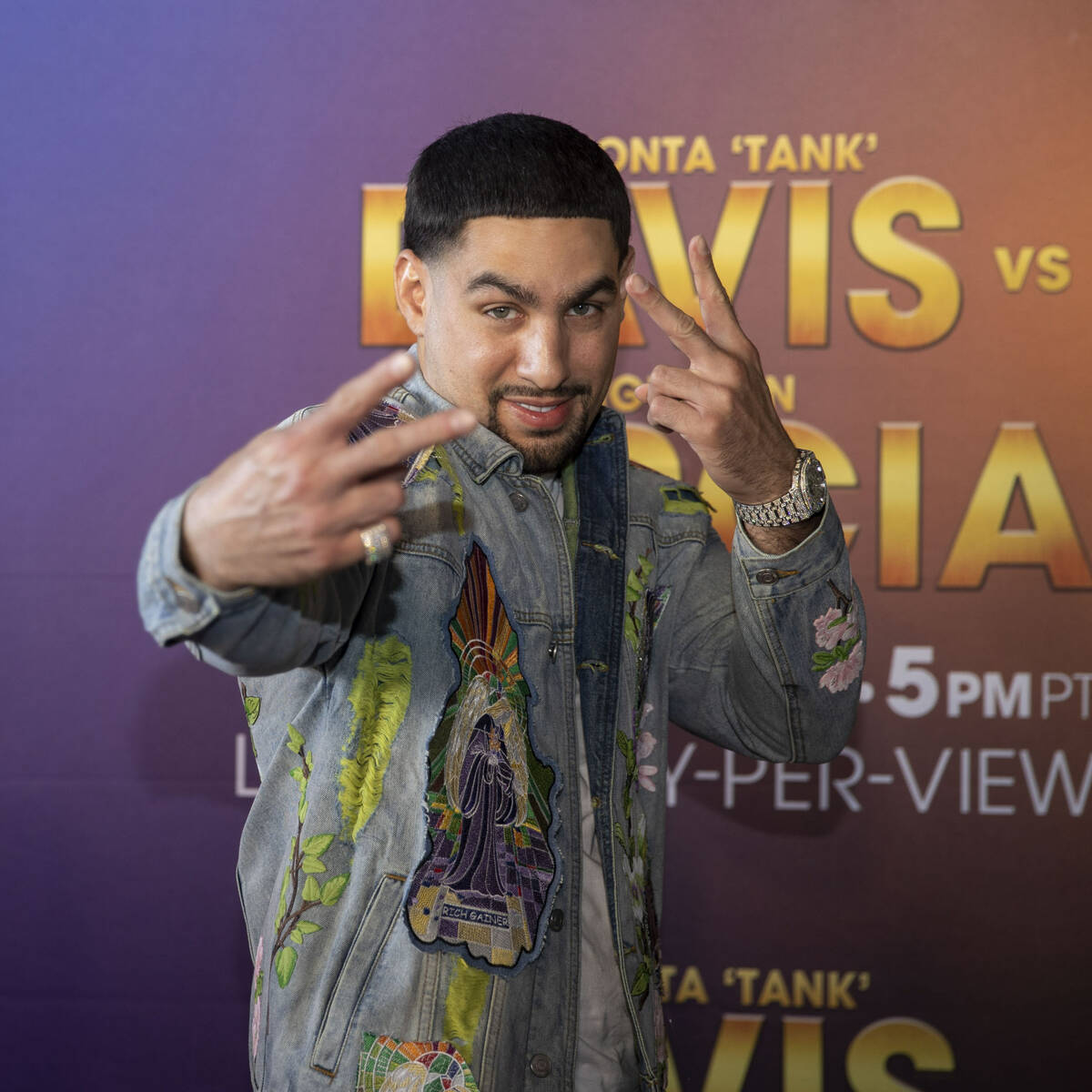 Professional boxer Danny Garcia poses on the red carpet prior to the Ryan Garcia-Gervonta Davis ...