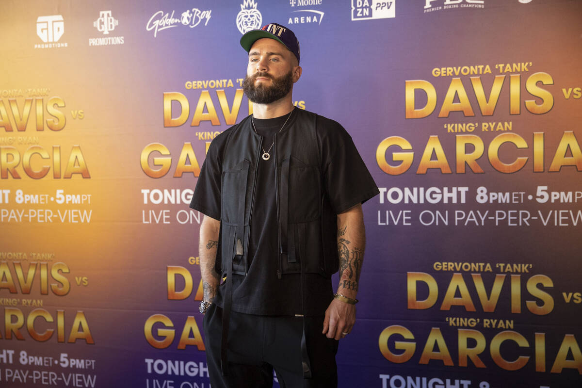 Professional boxer Caleb Plant poses on the red carpet prior to the Ryan Garcia-Gervonta Davis ...