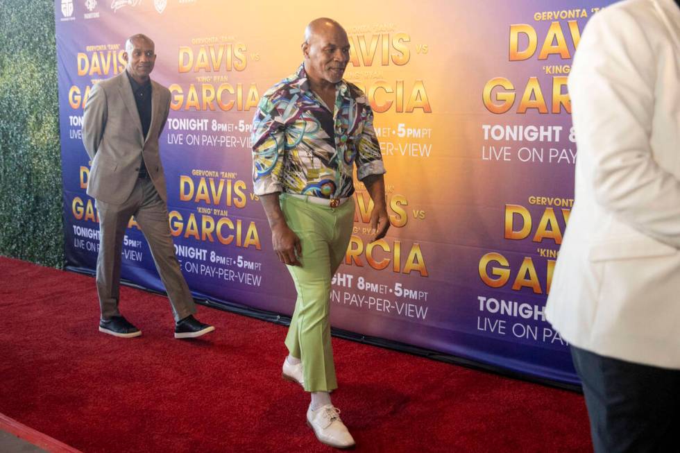 Former professional boxer Mike Tyson walks the red carpet prior to the Ryan Garcia-Gervonta Dav ...