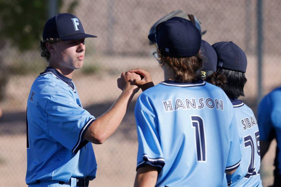 Foothill's pitcher Kaden Straily (21) celebrates their 2-0 victory against Southeast Career Tec ...