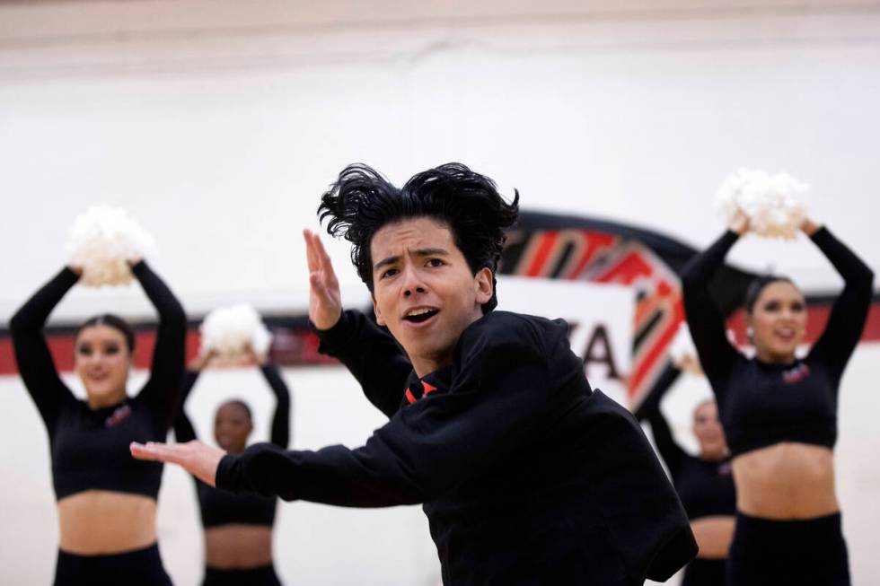 Freshman Jonathan Jaramillo rehearses his part in the Rebel Girls & Company basketball game tim ...