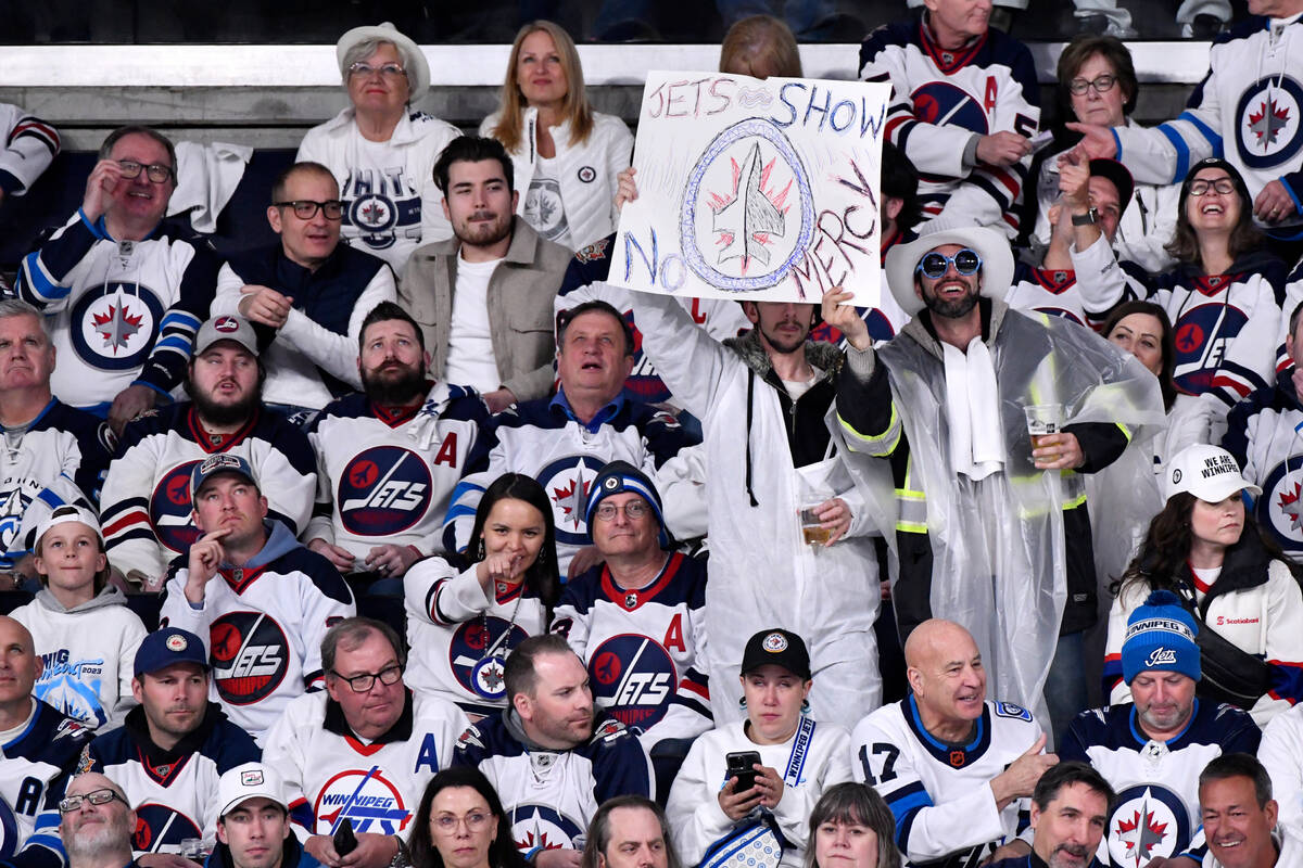 Winnipeg Jets fans watch the game against the Vegas Golden Knights during the second period in ...
