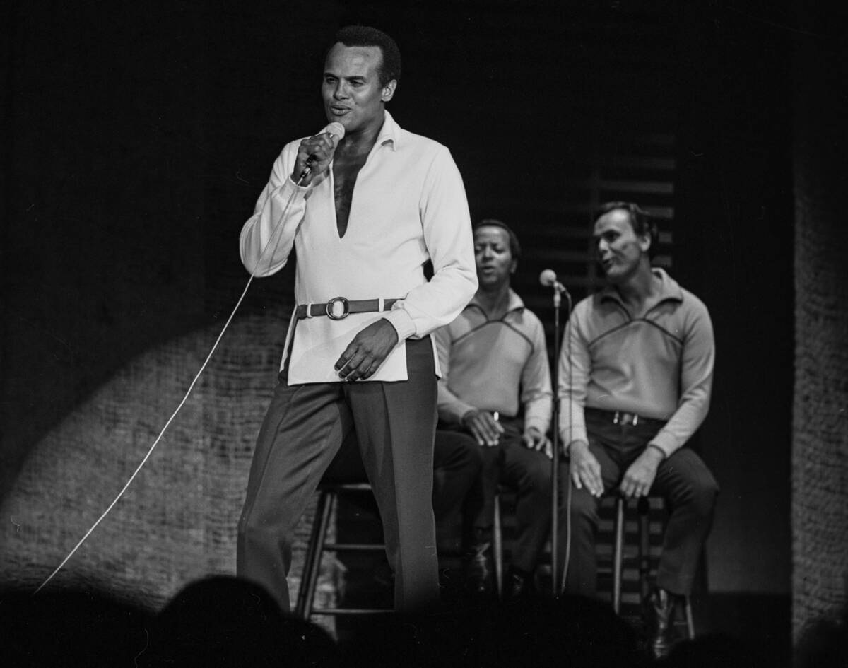 Harry Belafonte performs at Caesars Palace on Sept. 14, 1967, in Las Vegas. (Las Vegas News Bureau)