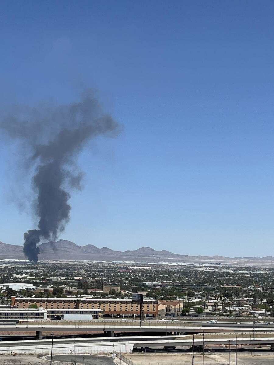 Smoke from a fire at 4565 E. Hammer Lane in Las Vegas. (Courtesy)