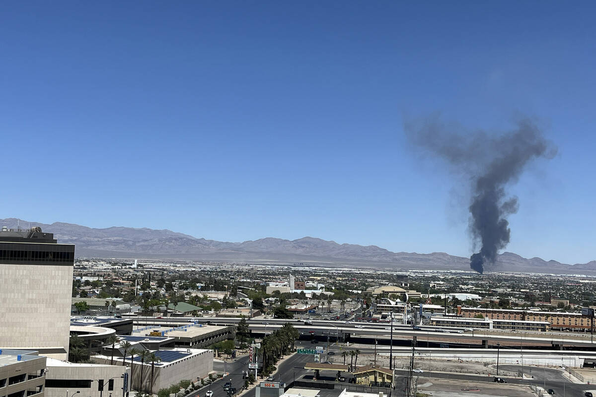Smoke from a fire at 4565 E. Hammer Lane in Las Vegas. (Courtesy)