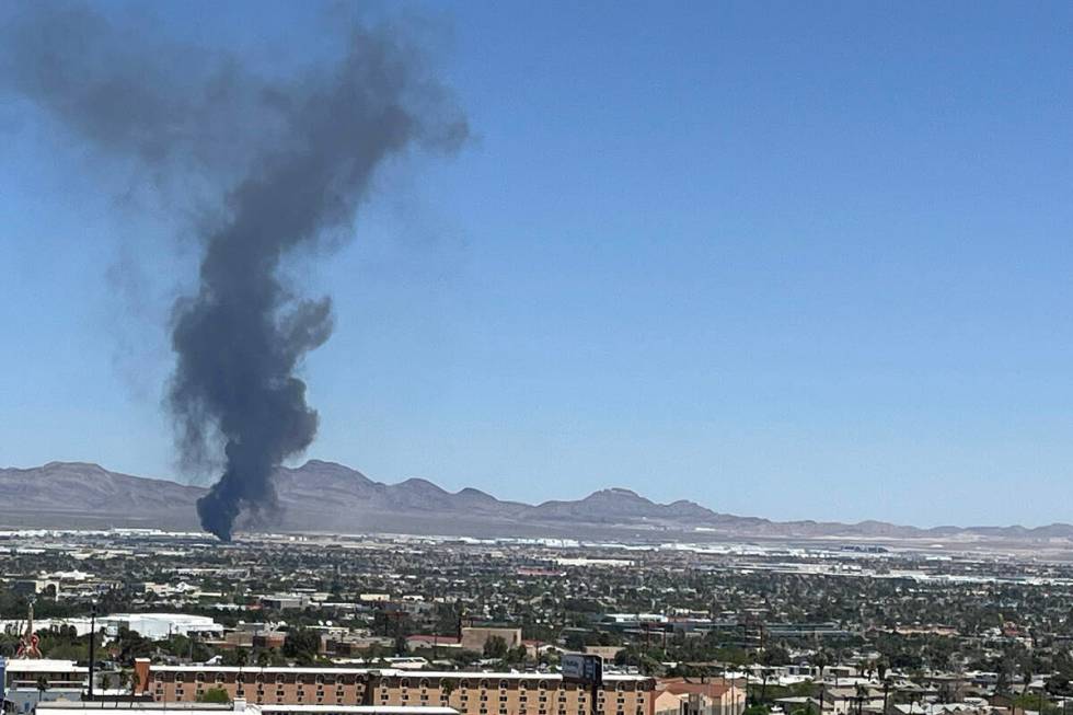 Smoke from a fire at 4565 E. Hammer Lane in Las Vegas. (Courtesy)