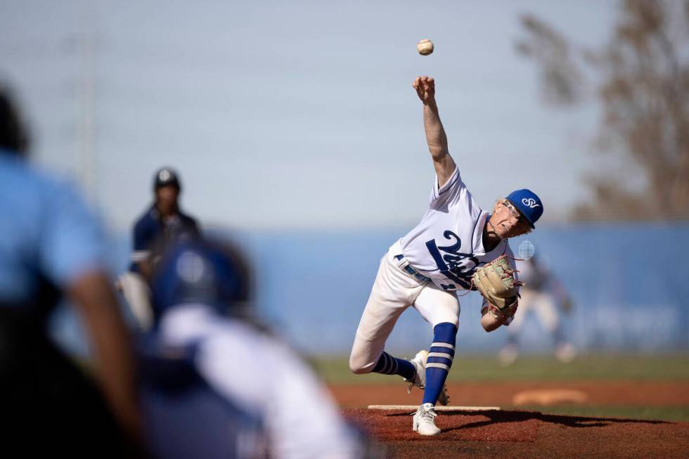 Sierra Vista pitcher Brendon Doughty throws to Shadow Ridge during a Class 4A high school baseb ...