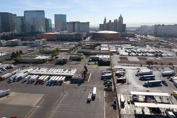 An aerial view of potential A's stadium site where the Oakland Athletics have signed a binding ...