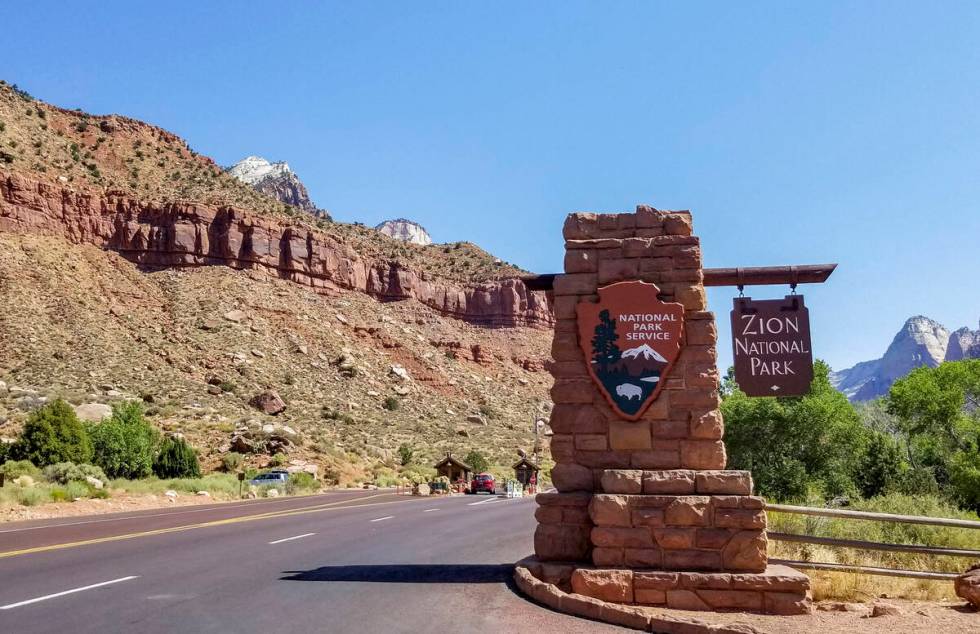 Zion National Park entrance in Utah on Friday, July 14, 2017. (Las Vegas Review-Journal)