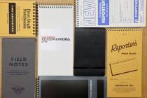 Notebooks belonging to Las Vegas Review-Journal Politics and Government Editor Steve Sebelius a ...