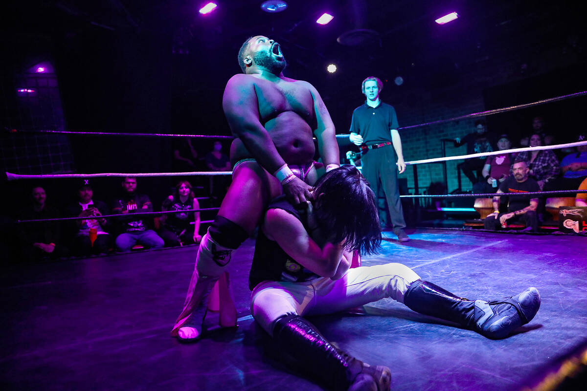 Papa Jacé stands over Noah Anderson in the corner of the ring at the Hope to Die show orga ...