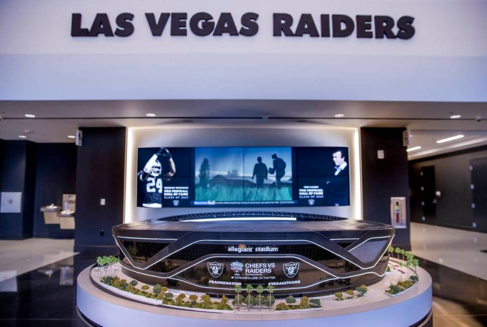 The front lobby of the Intermountain Healthcare Performance Center and Raiders headquarters fea ...