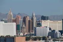 The Las Vegas Strip skyline as seen from McCarran International Airport in Las Vegas on Thursda ...