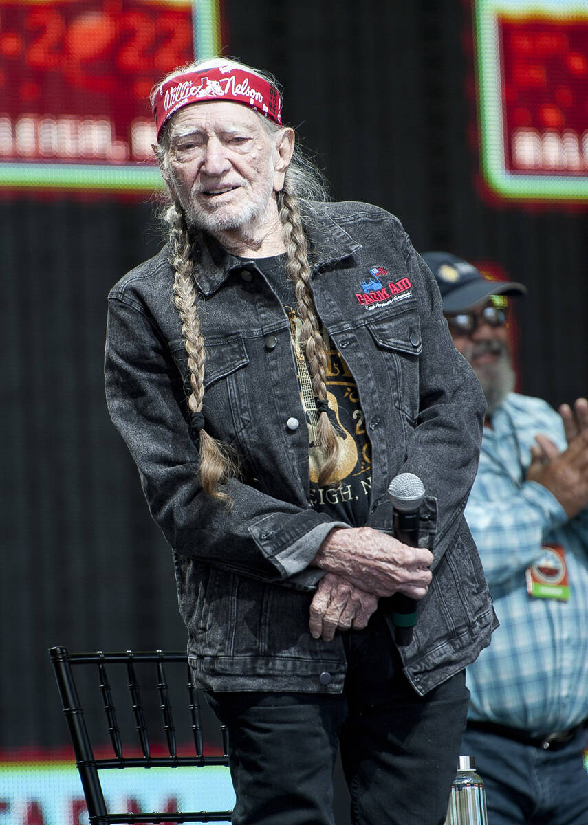Musician Willie Nelson gets ready to perform at the 2022 Farm Aid benefit concert at the Coasta ...