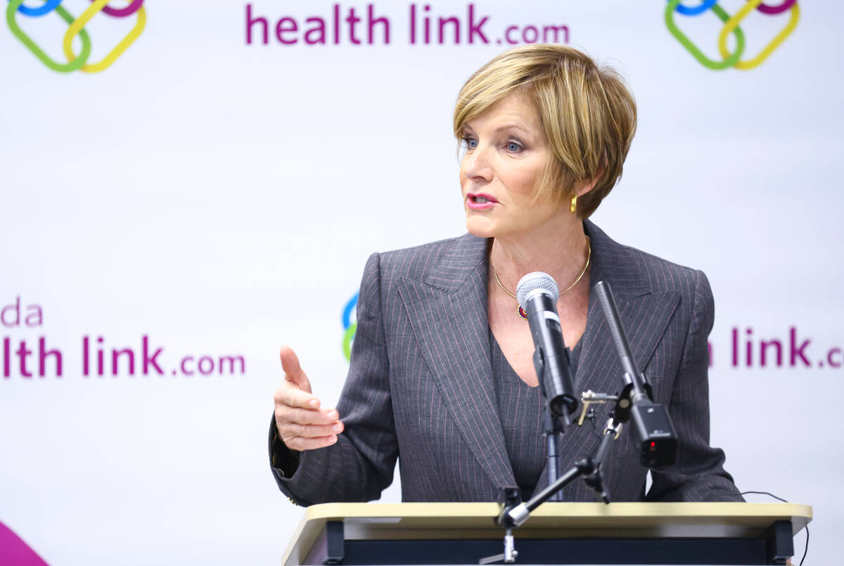 U.S. Rep. Susie Lee, D-Nev., speaks during a news conference in November 2022 in Las Vegas. (Ch ...