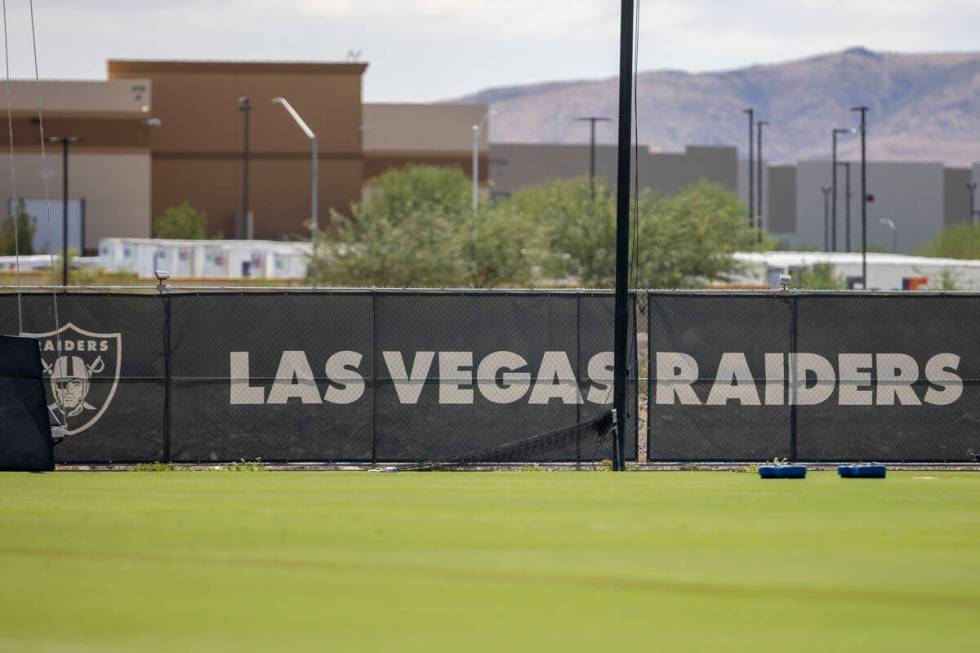 Raiders signage surrounds the team’s practice field at the Intermountain Healthcare Perf ...