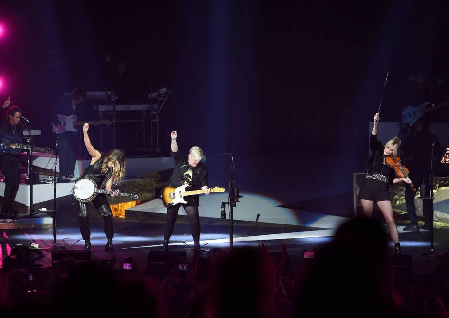 The Chicks perform at Bakkt Theater at Planet Hollywood on May 3, 2023. (Photo by Denise Trusce ...