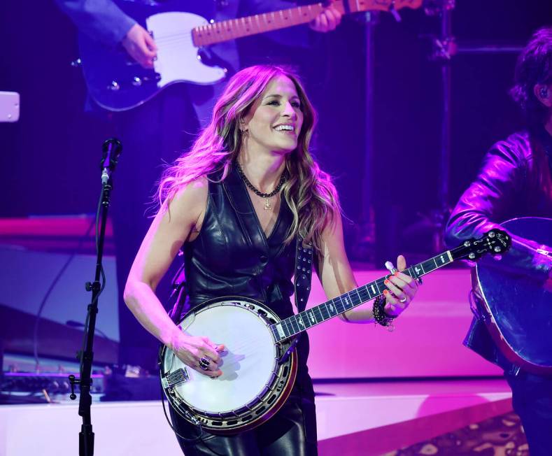 Emily Robison of The Chicks performs at Bakkt Theater at Planet Hollywood on May 3, 2023. (Phot ...