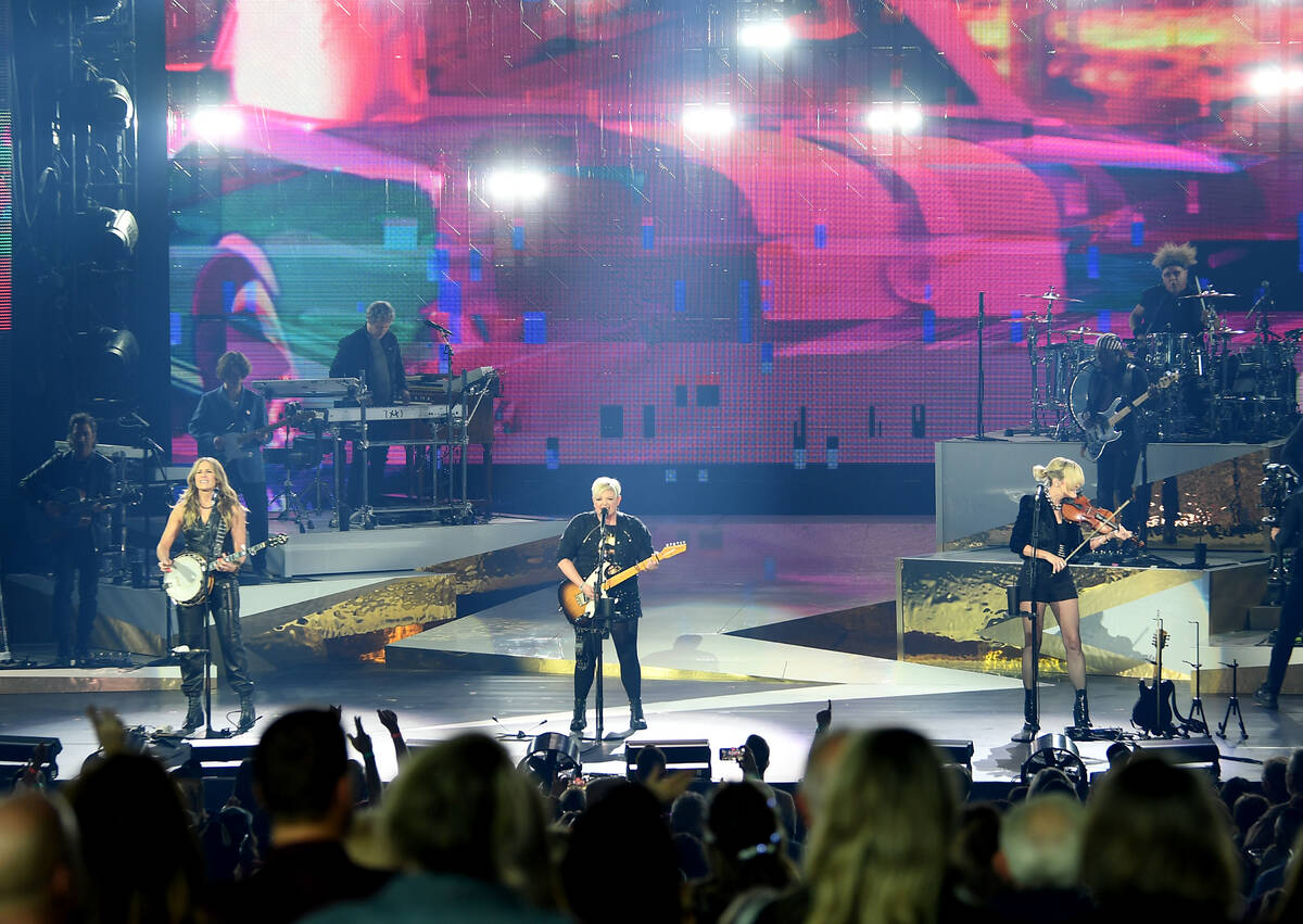 The Chicks perform at Bakkt Theater at Planet Hollywood on May 3, 2023. (Photo by Denise Trusce ...