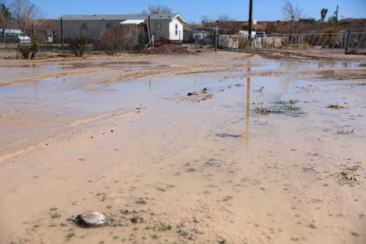 The Lytle Ranch neighborhood in Moapa is seen on March 16, 2023. Heavy rains flooded the area t ...
