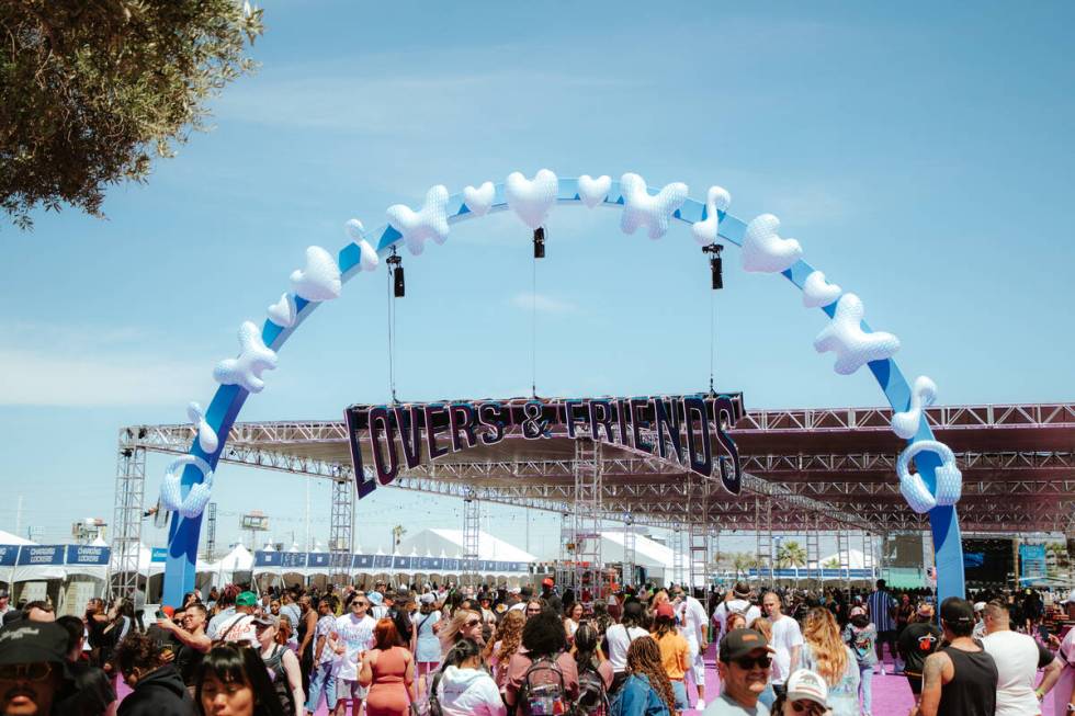 The entrance of the Lovers & Friends music festival is shown at the Las Vegas Festival Grounds ...
