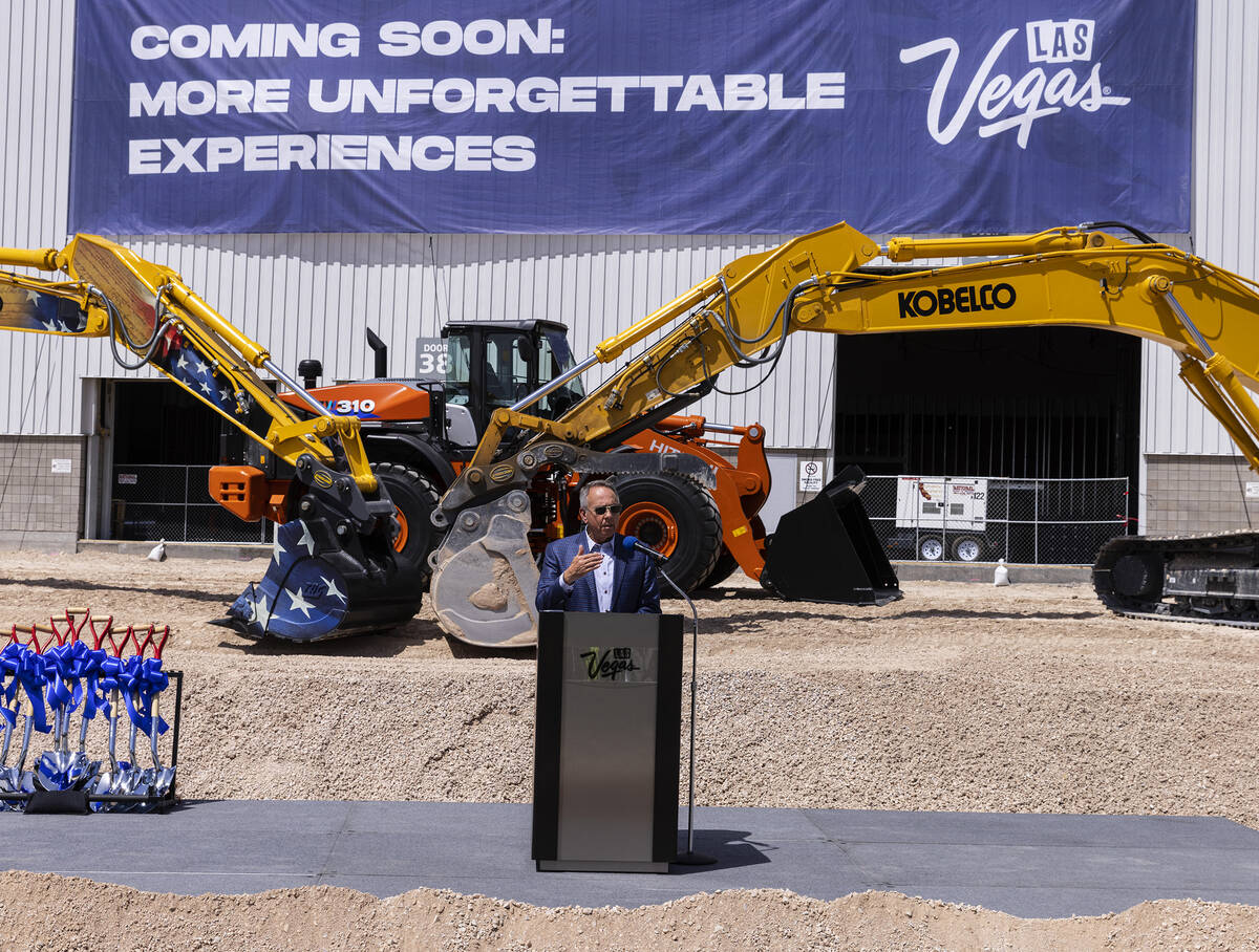 Clark County Commissioner Jim Gibson speaks during a ceremonial groundbreaking for a $600 milli ...