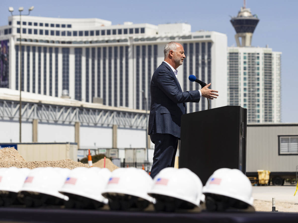 Steve Hill, president and CEO of the Las Vegas Convention and Visitors Authority, speaks during ...