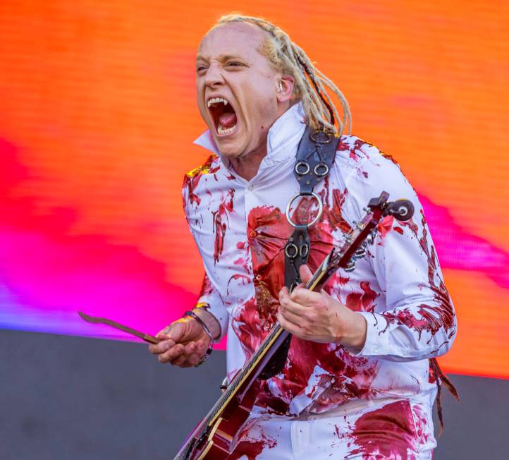 Skinny Puppy Guitarist Matthew Setzer performs during the Sick New World festival at the Las Ve ...