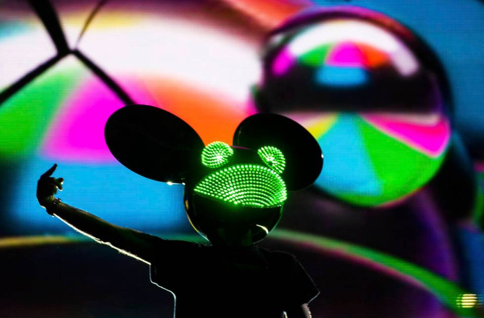 Deadmau5 performs for a crowd of over 10,000 people at a show hosted by Insomniac at The Downto ...