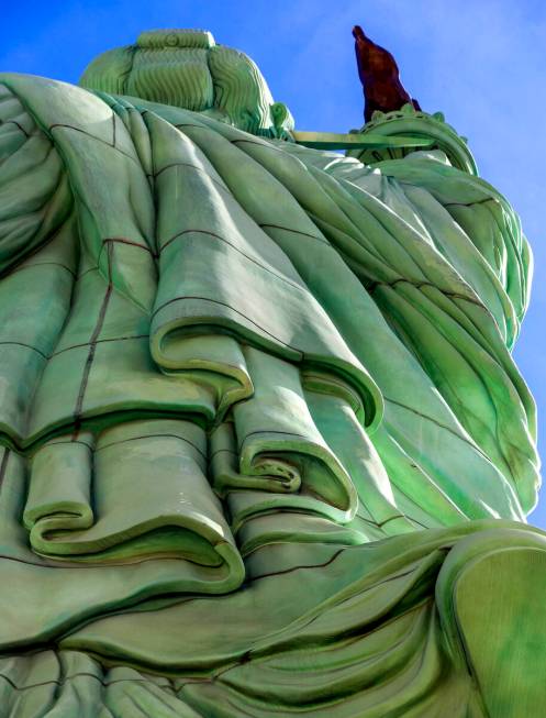 The flowing robes of Lady Liberty in front of New York-New York. (L.E. Baskow/Las Vegas Review- ...