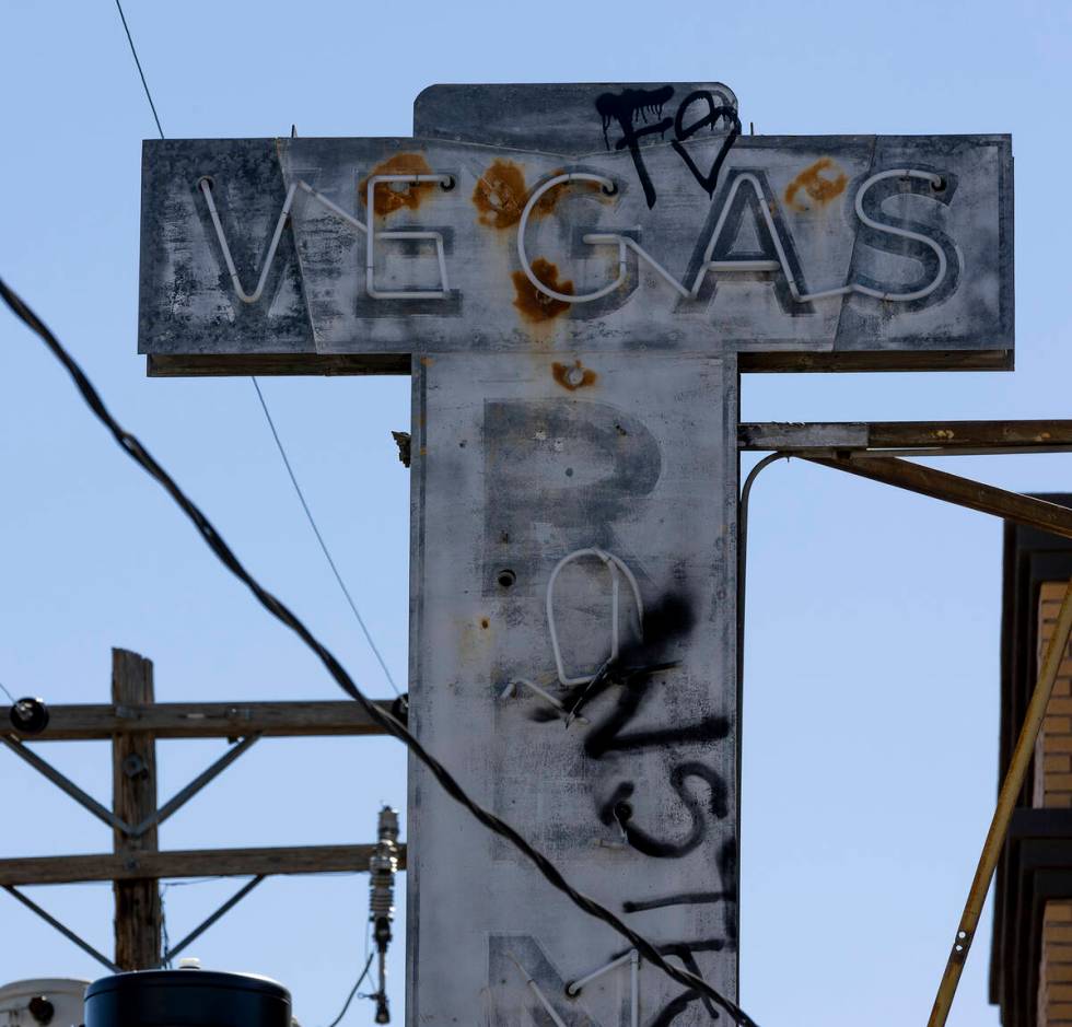 Rustic neon sign about the Arts District on Friday, March 17, 2023, in Las Vegas. (L.E. Baskow/ ...