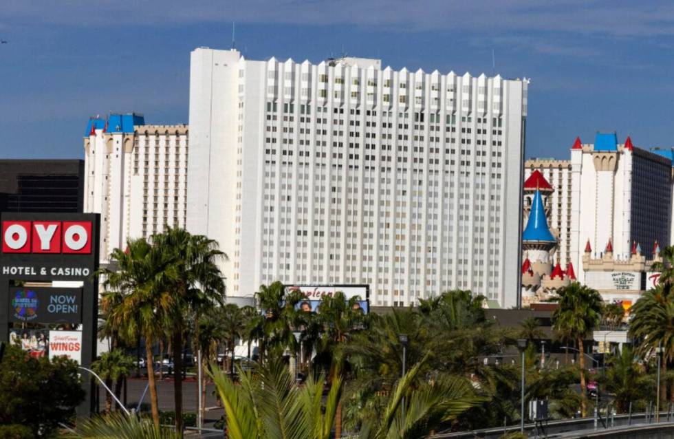 The Tropicana hotel-casino site, seen on Tuesday, May 16, 2023, in Las Vegas. (Bizuayehu Tesfay ...