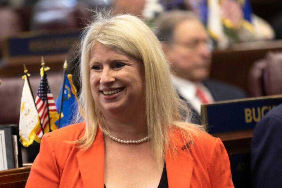 Sen. Julie Pazina, D-Las Vegas, seen in February 2023 in Carson City. (Ellen Schmidt/Las Vegas ...